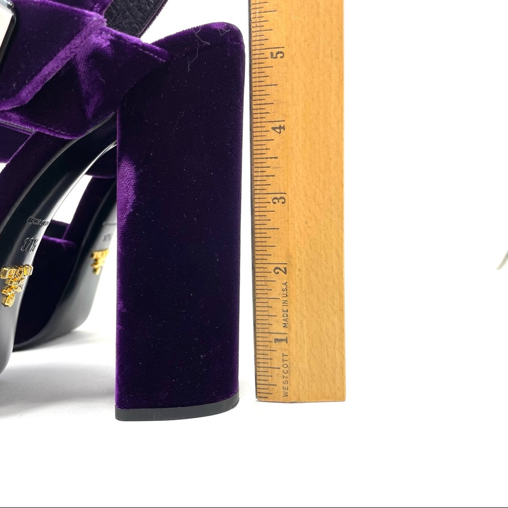 PRADA purple velvet platform sandals, made in Italy, size 37.5 - Picture 15 of 16